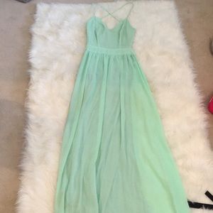 Mint green backless Maxi gown